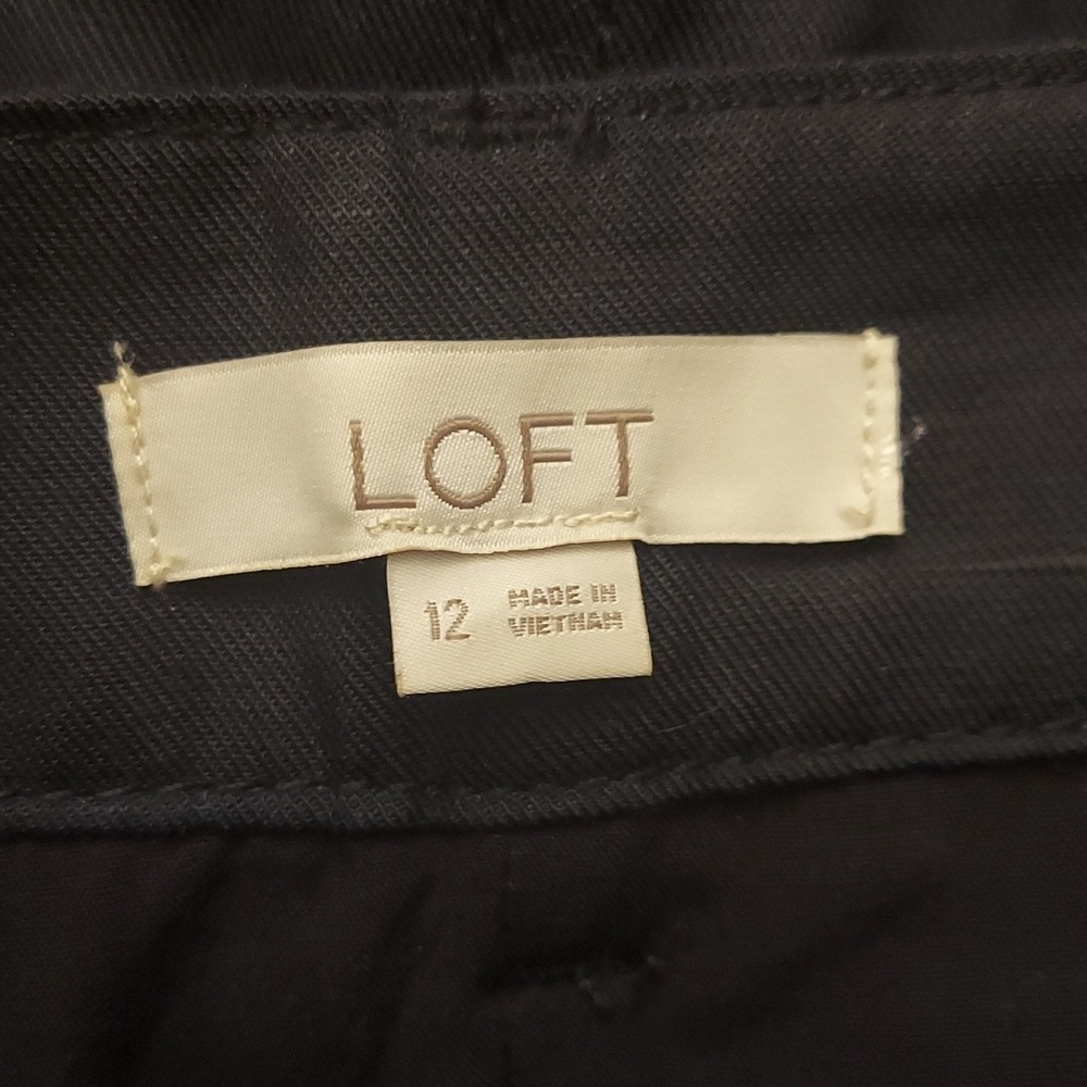 LOFT Black Cargo Lined Linen Blend A-Line Skirt 12 - Picture 10 of 15